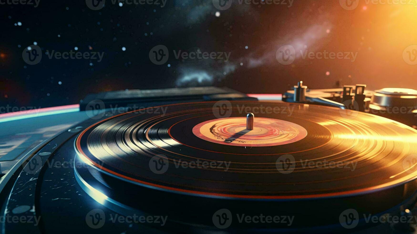 a record player with a record on it AI Generated photo