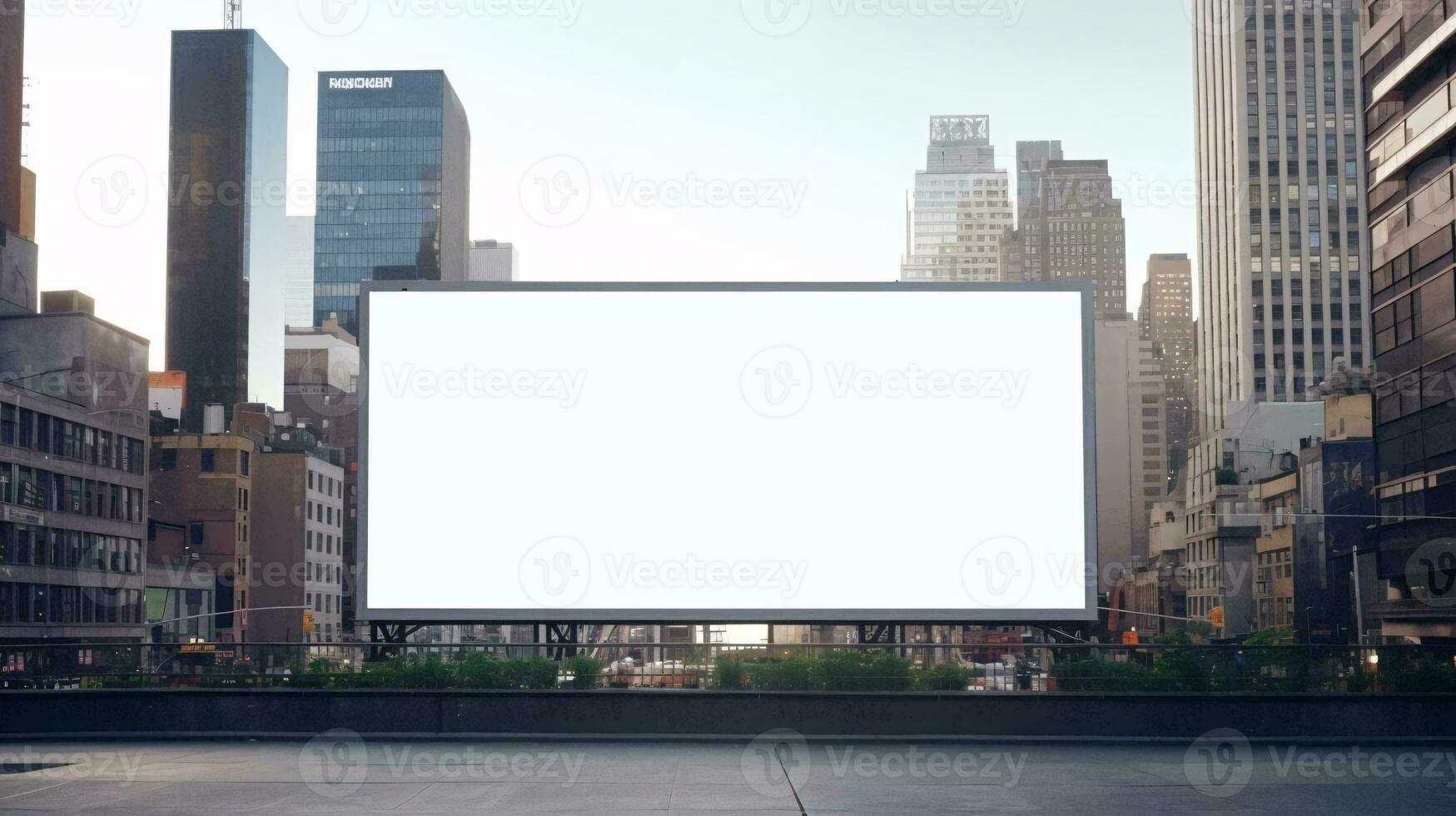 a large white billboard in a city AI Generated photo