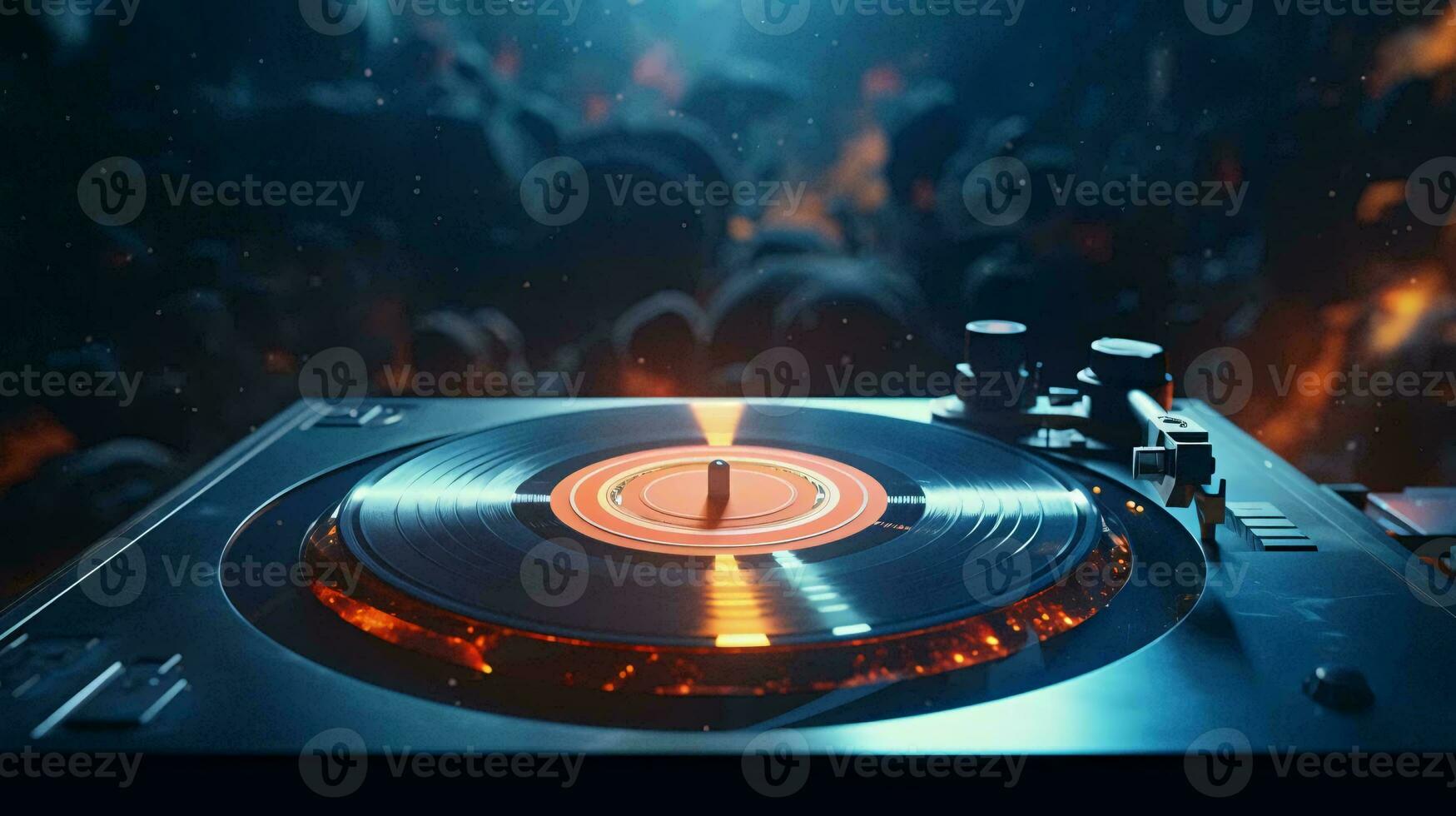 a record player with a record on it AI Generated photo