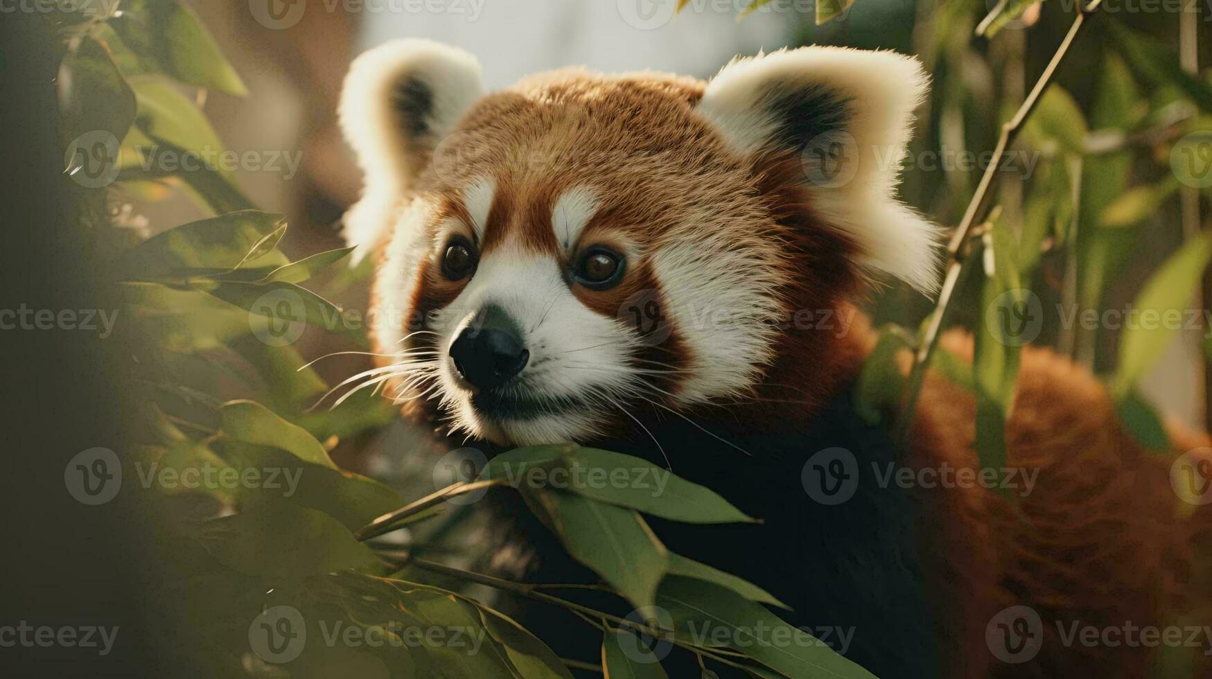 a red panda in a tree AI Generated photo