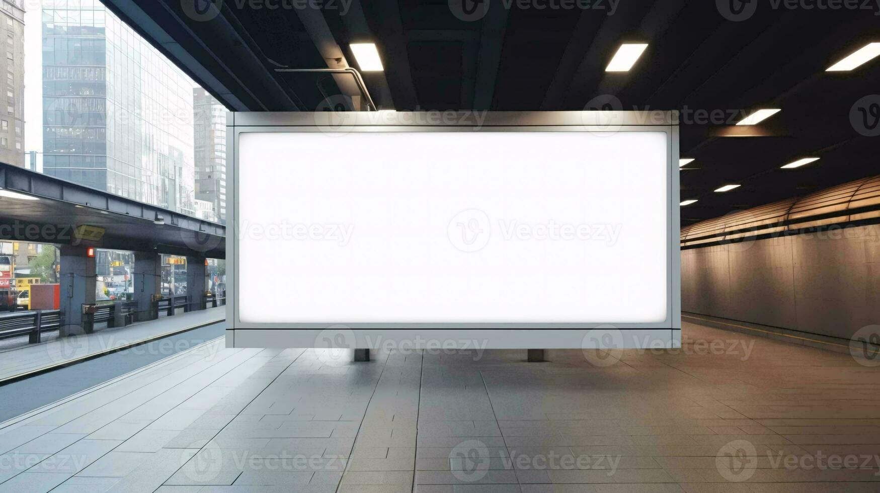 a large white screen in a building AI Generated photo