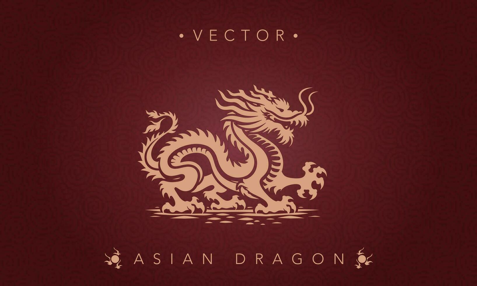 Asian traditional dragon pattern ancient Chinese dragon vector