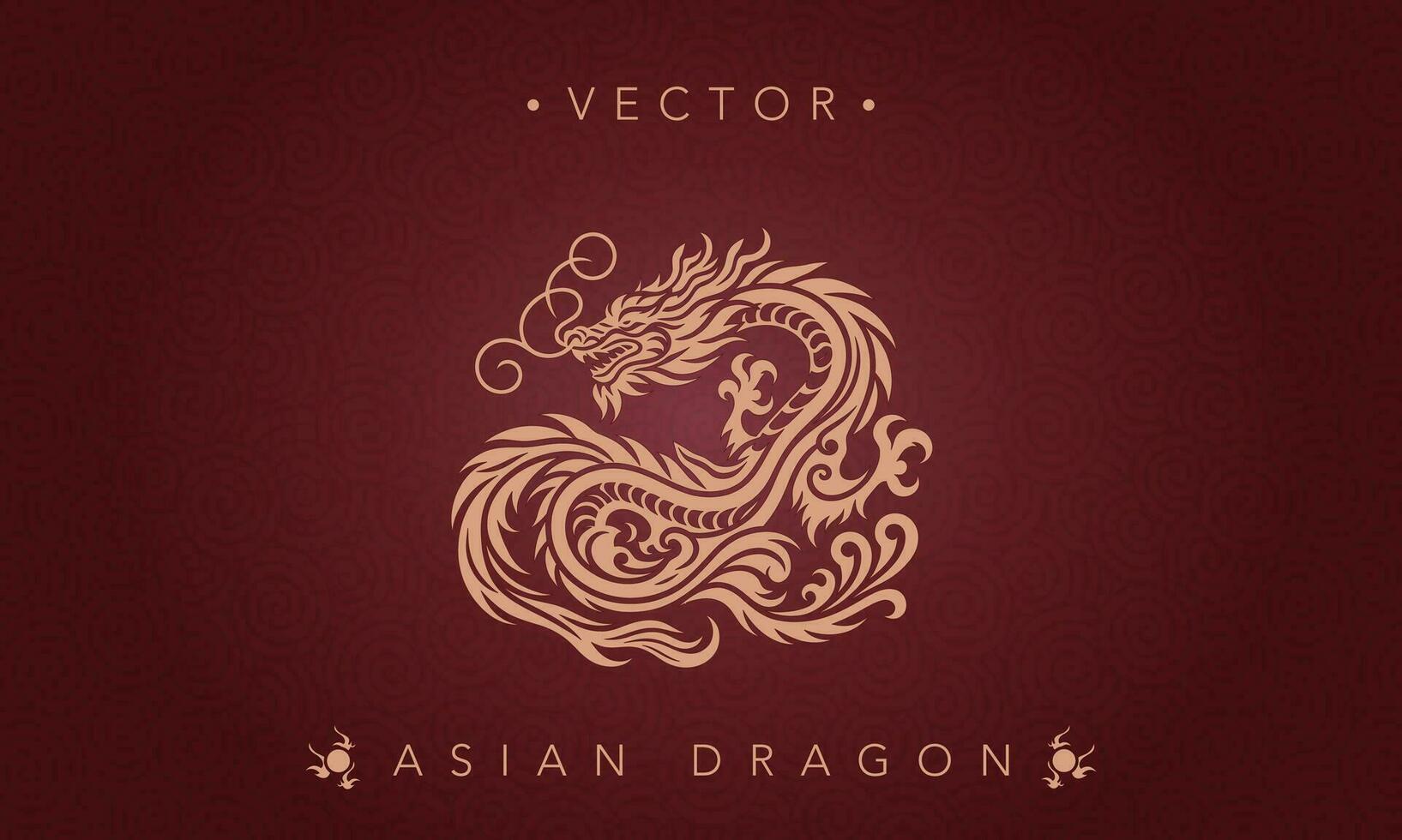 Asian traditional dragon pattern ancient Chinese dragon vector