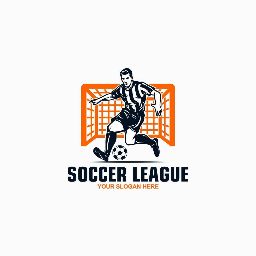 Modern Soccer Player In Action Logo with ball vector