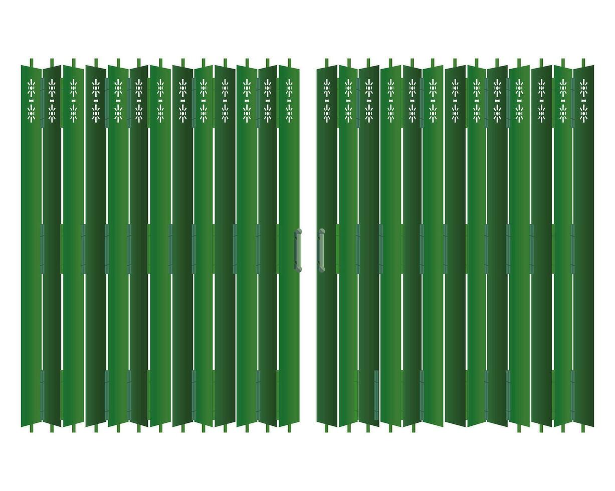 Vector traditional Hong Kong retro style green shop front matel gate rolling door design