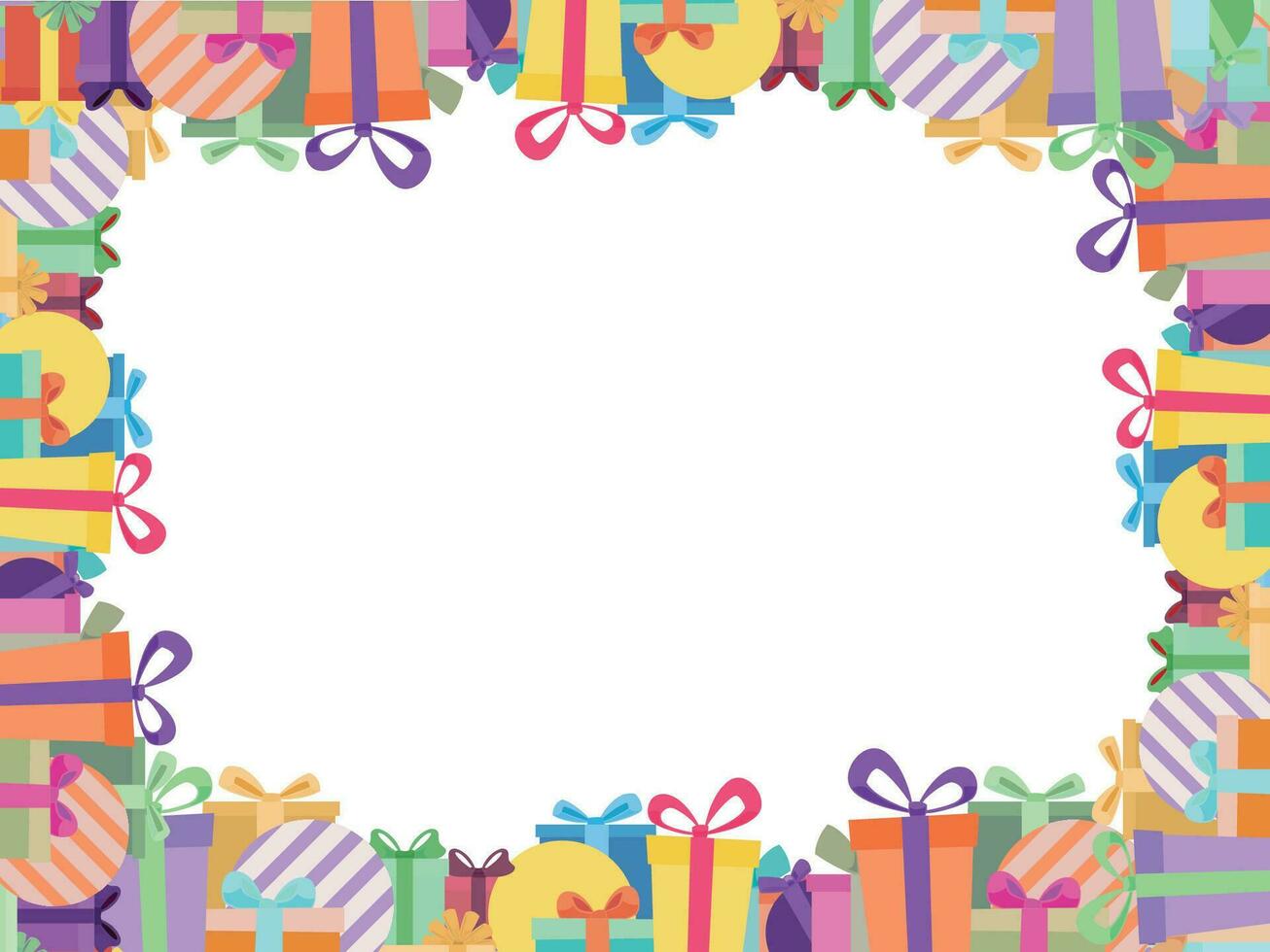 Colorful ribbon gift box border white paper background 34072692 Vector ...