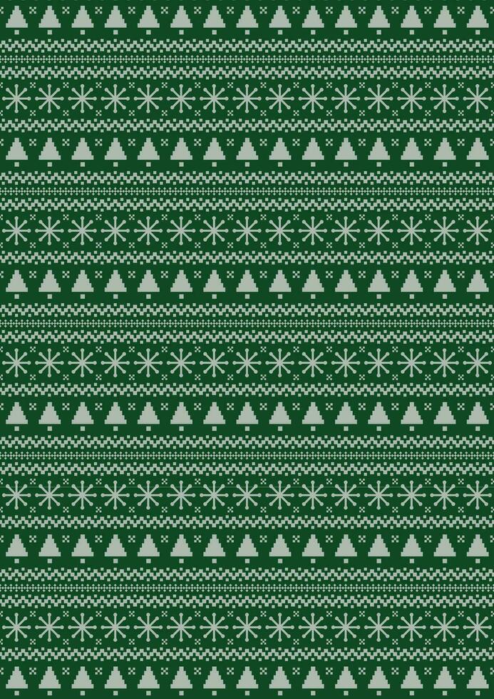 Christmas green graphic paper background, tree, snowflakes and holiday geometric pattern vector
