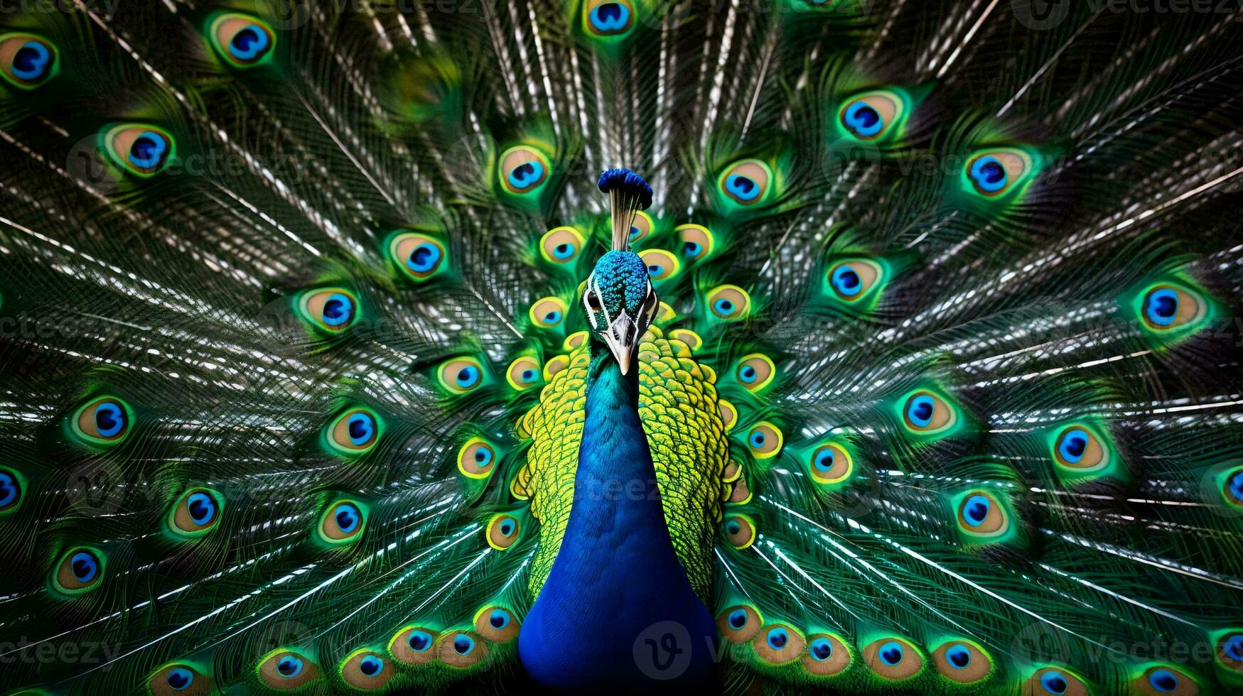 a peacock with its feathers spread AI Generated photo