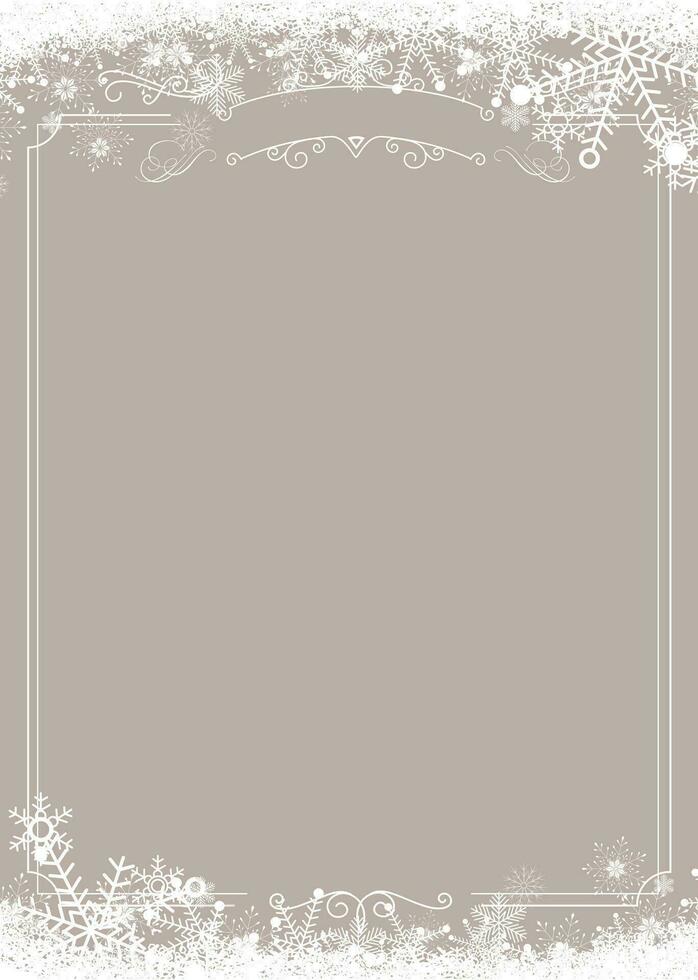 Winter snowflake border and Christmas beige background background vector