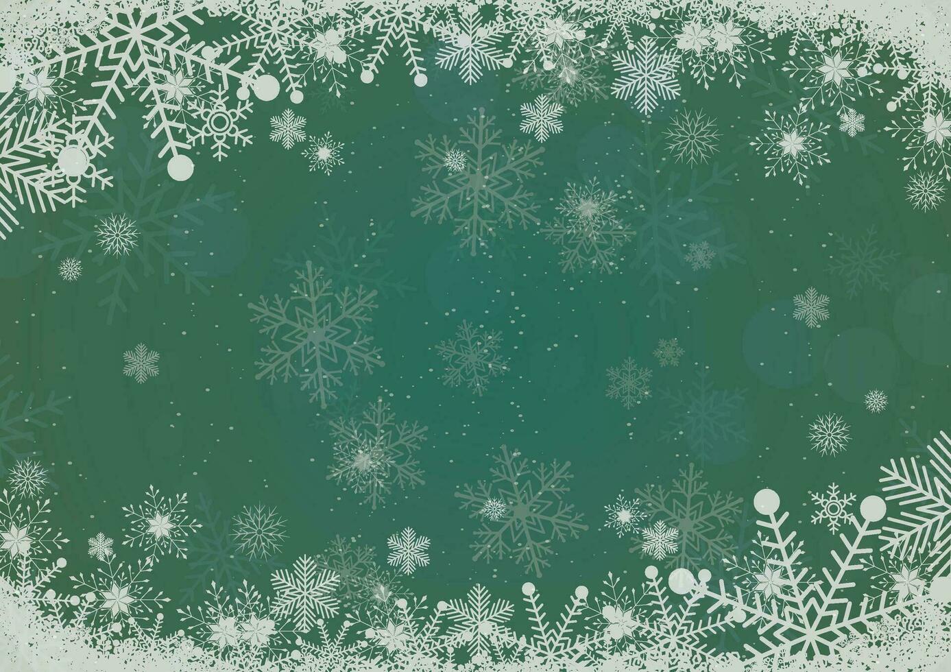 Vector winter gradient pine green Christmas background snowflake and snow border