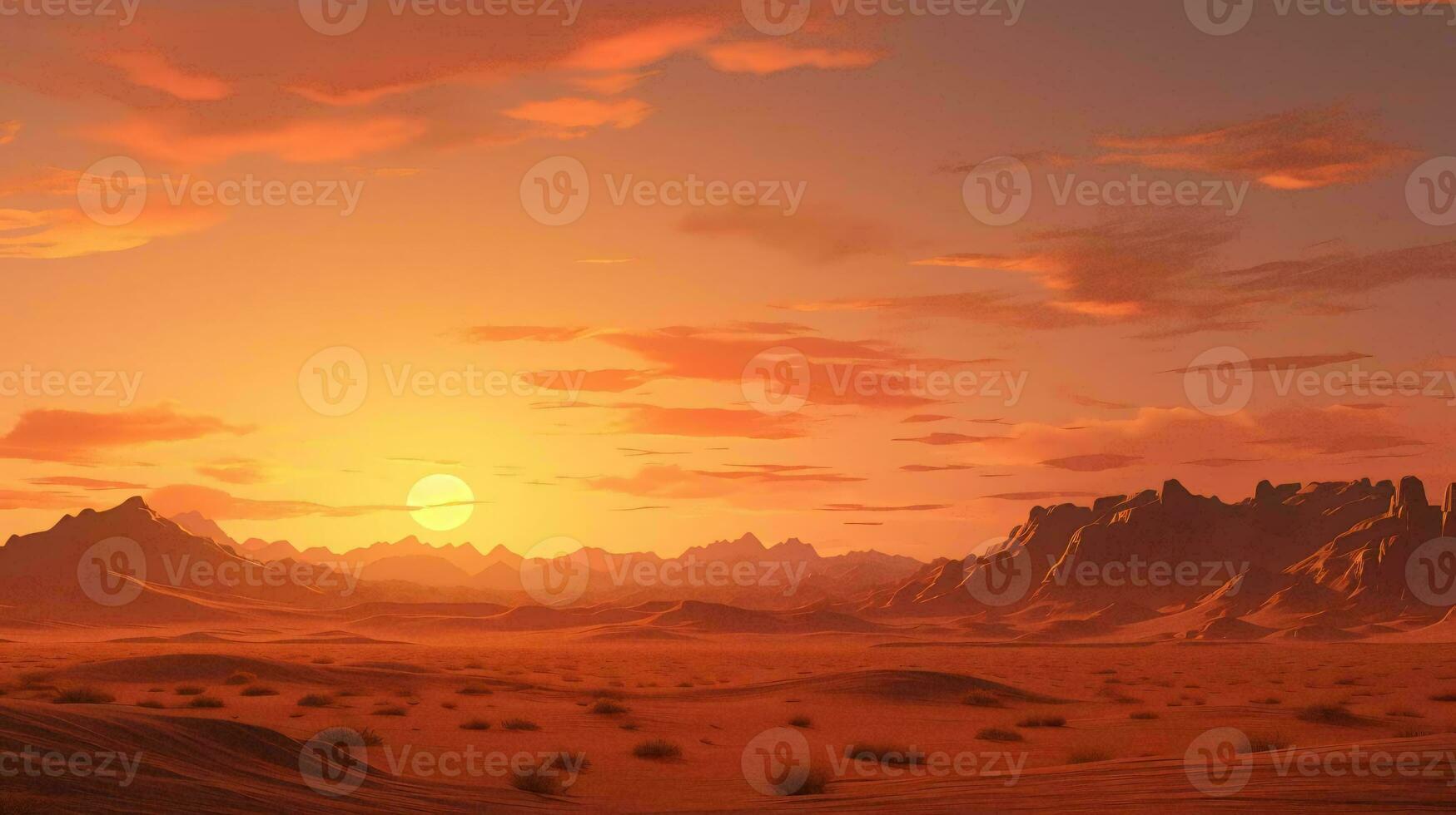 a desert landscape with mountains in the background AI Generated photo