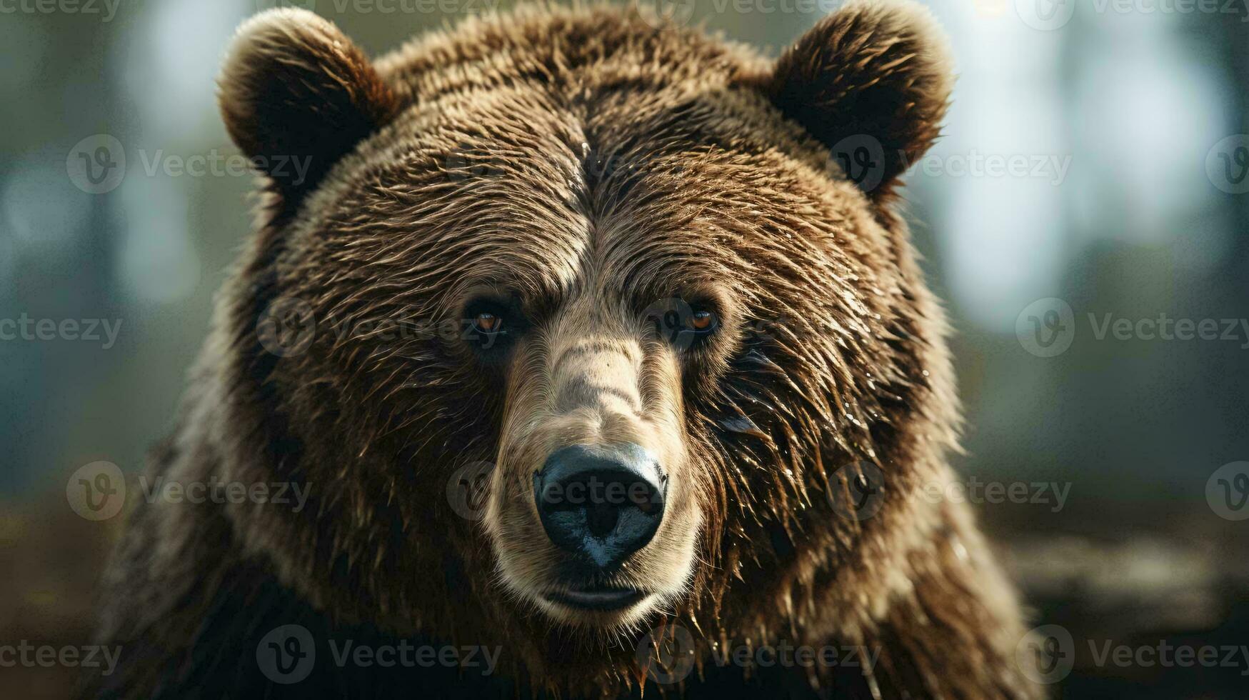 a brown bear with a black nose AI Generated photo
