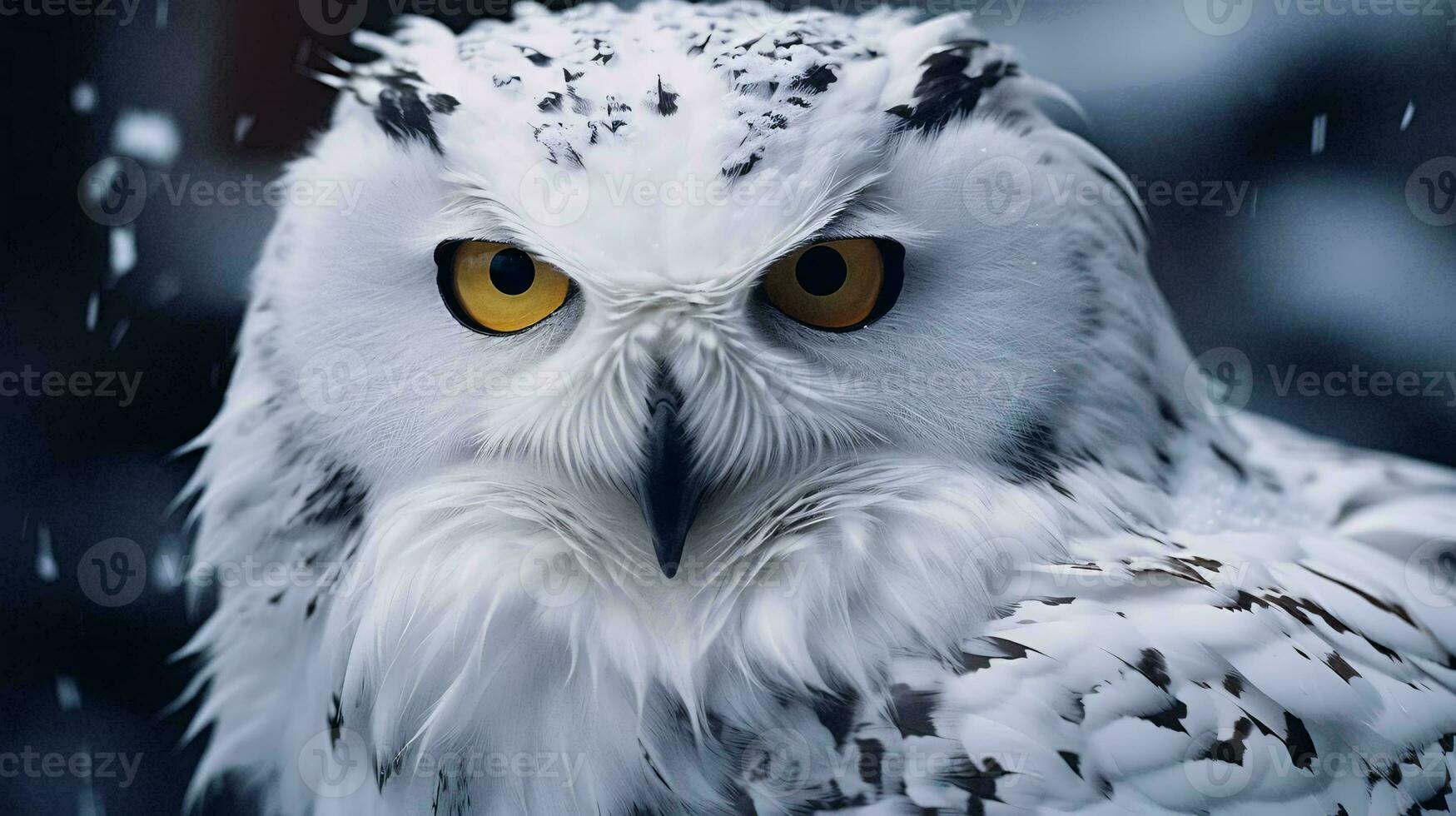 a white owl with yellow eyes AI Generated photo