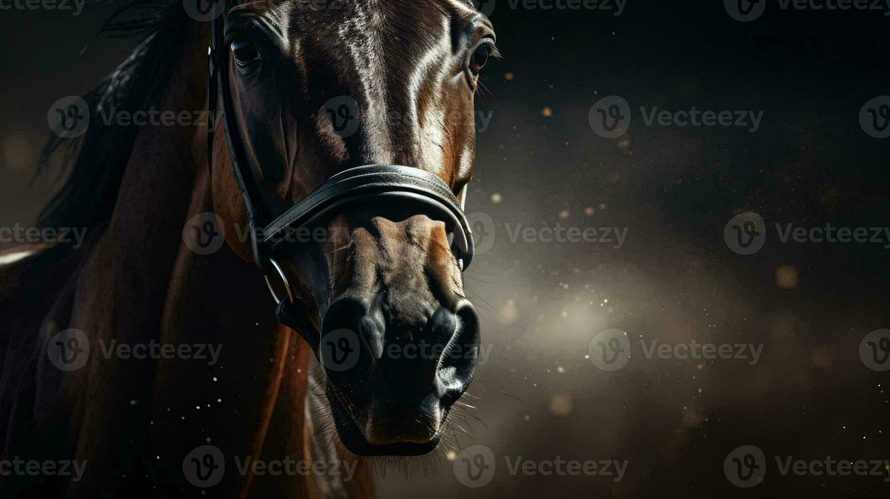 a horse with a black halter AI Generated photo