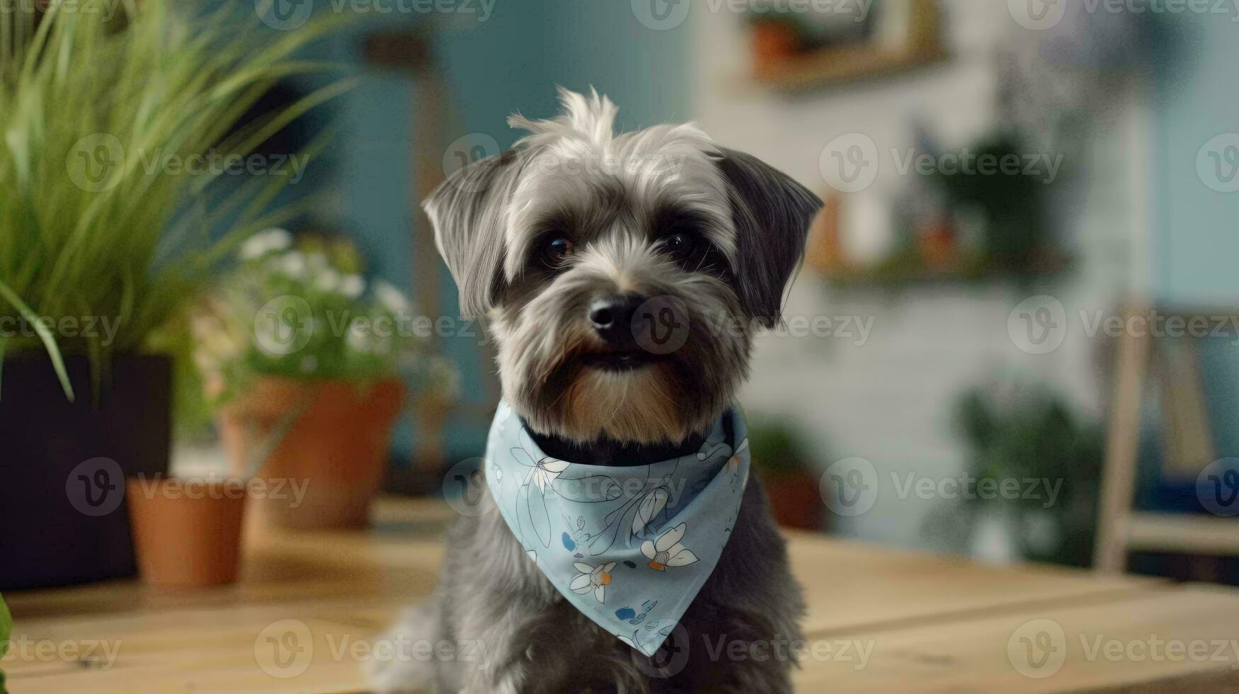 un perro vistiendo un bufanda ai generado foto