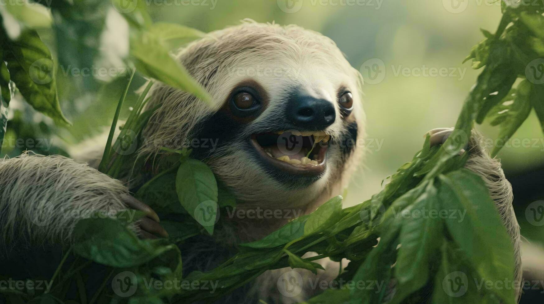 a sloth in a tree AI Generated photo