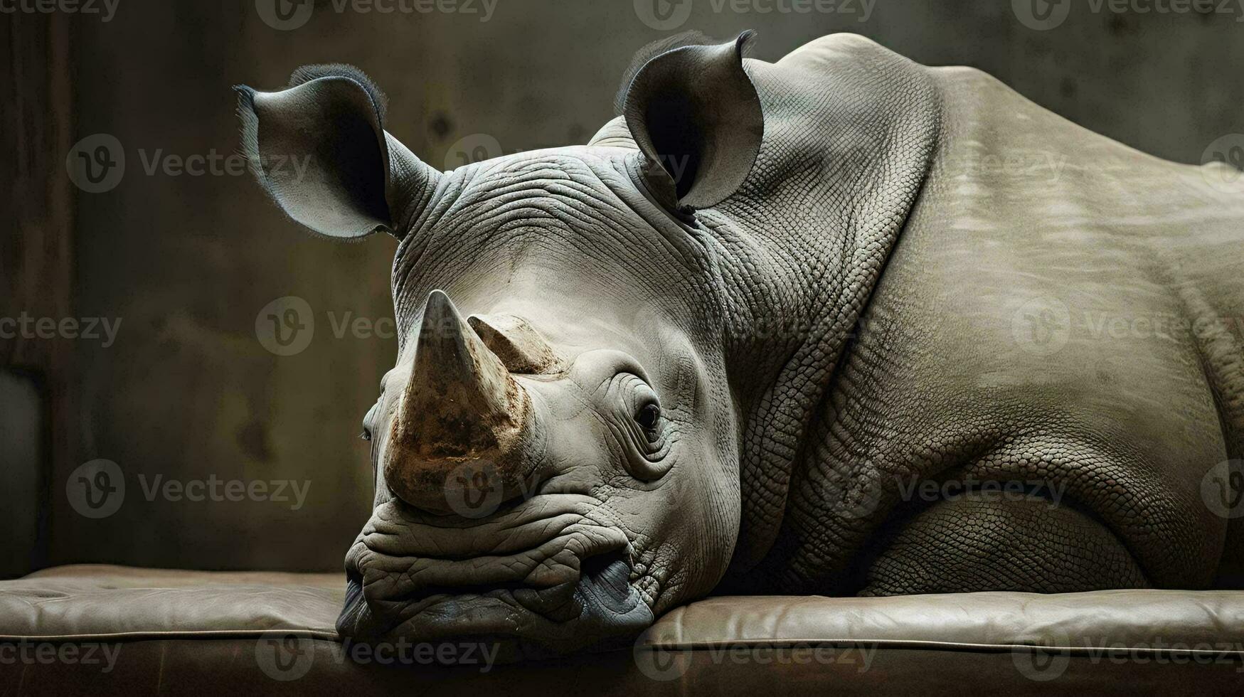 a rhino lying down AI Generated photo