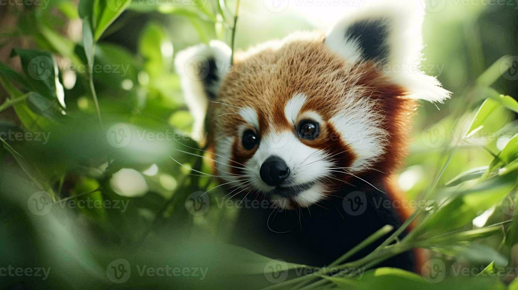 a red panda in a tree AI Generated photo