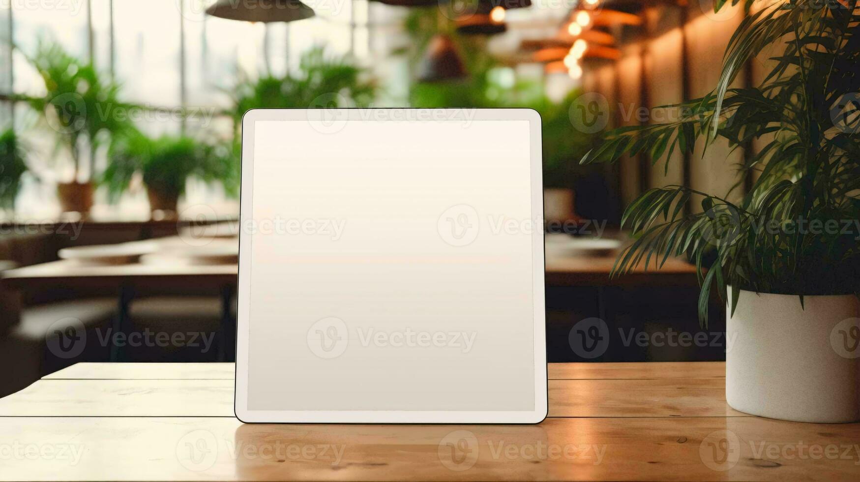 a white tablet on a table AI Generated photo