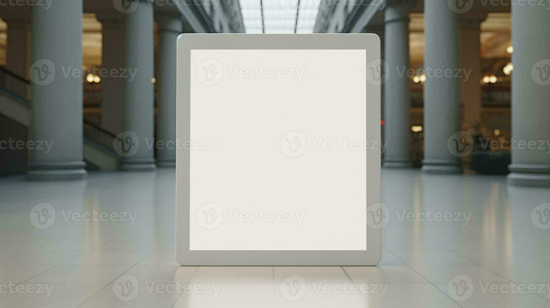 a white box in a building AI Generated photo