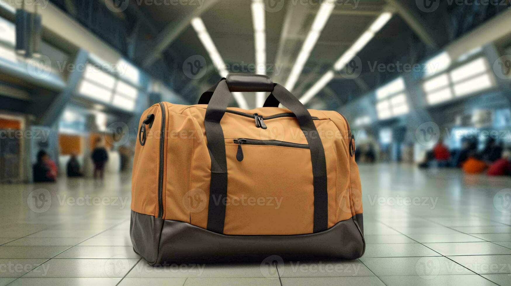 a yellow and black luggage bag AI Generated photo