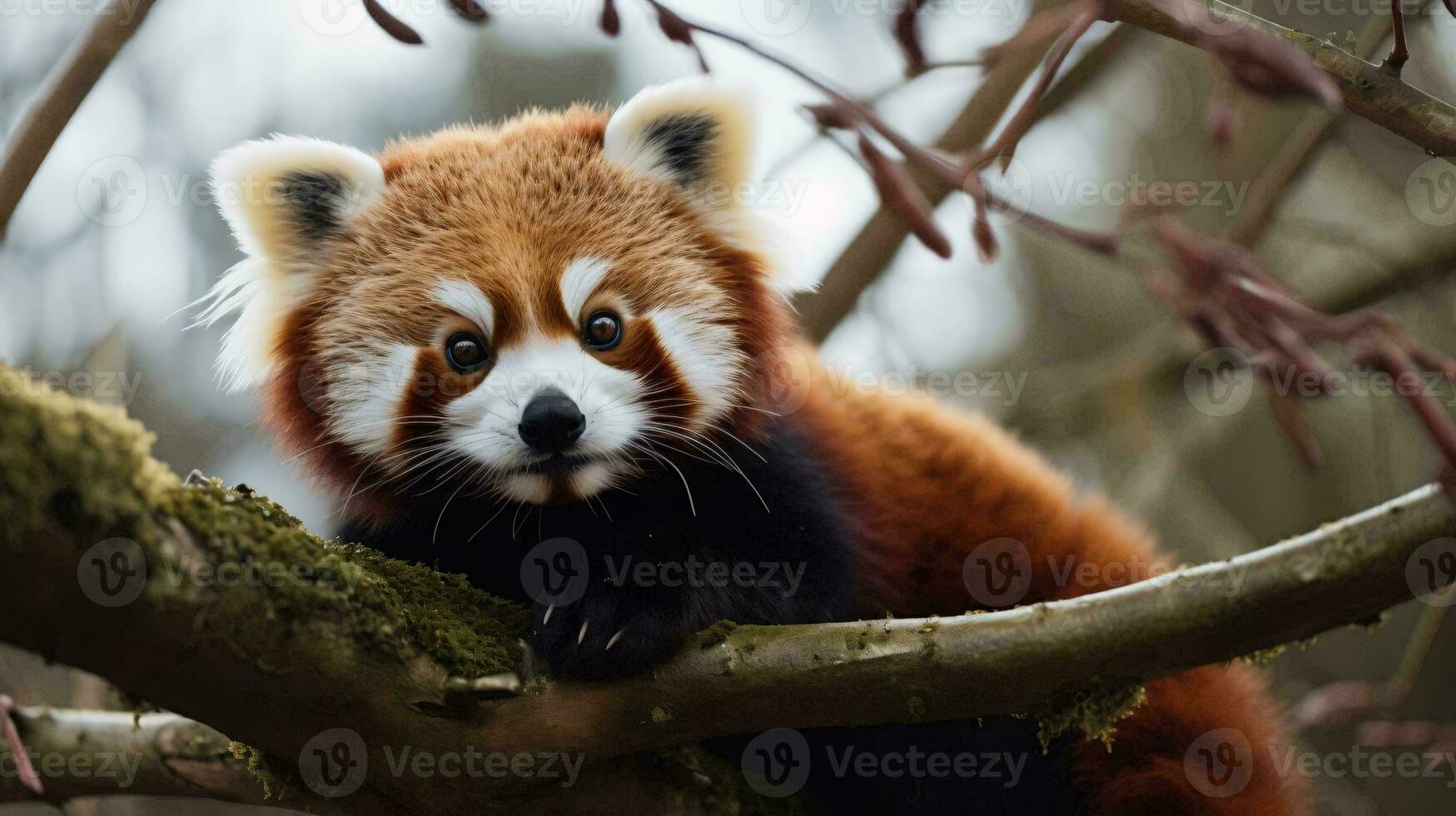 a red panda in a tree AI Generated photo