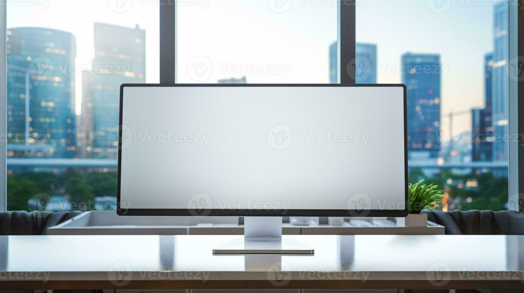 a computer monitor on a desk AI Generated photo