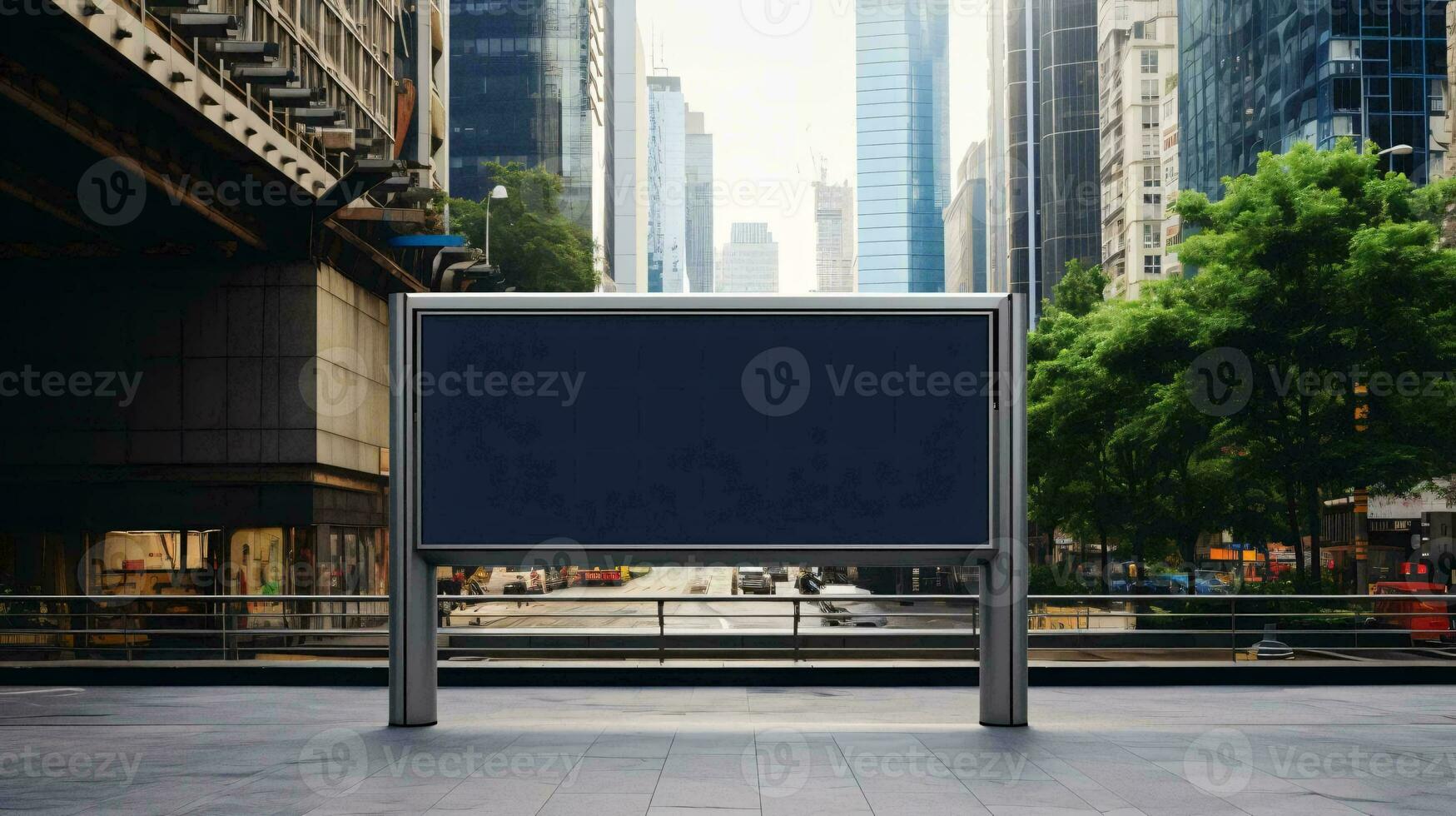 a large screen on a street AI Generated photo