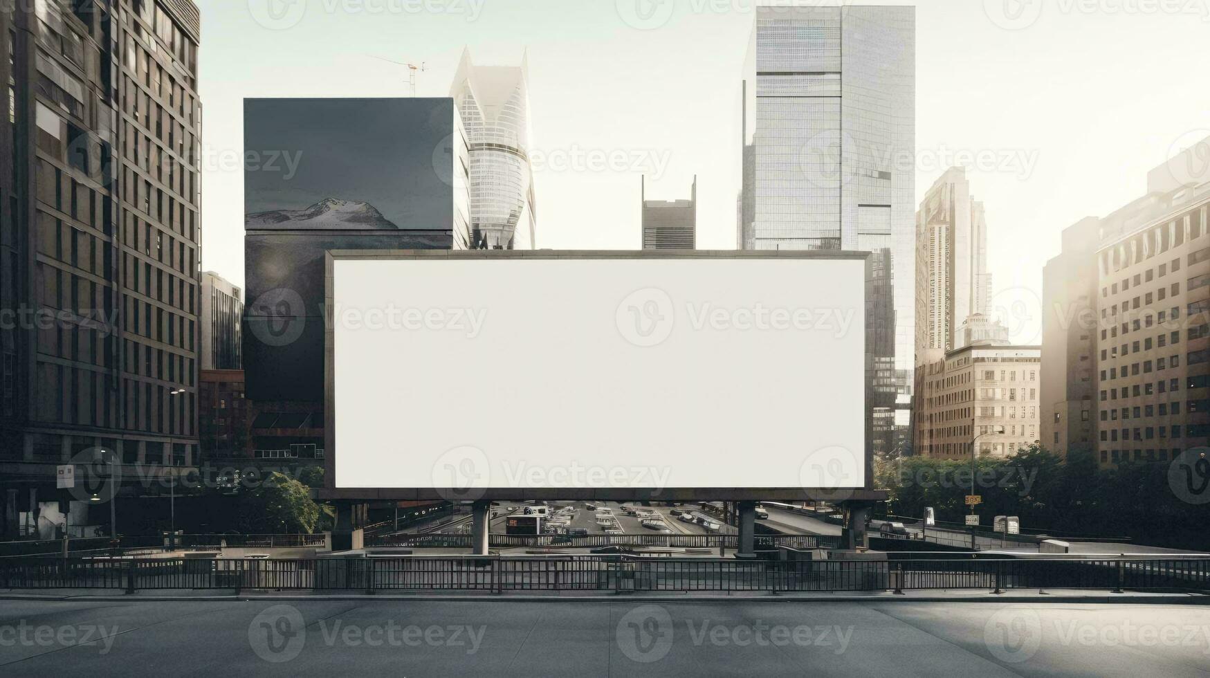 a large white building with a large white screen in a city AI Generated photo