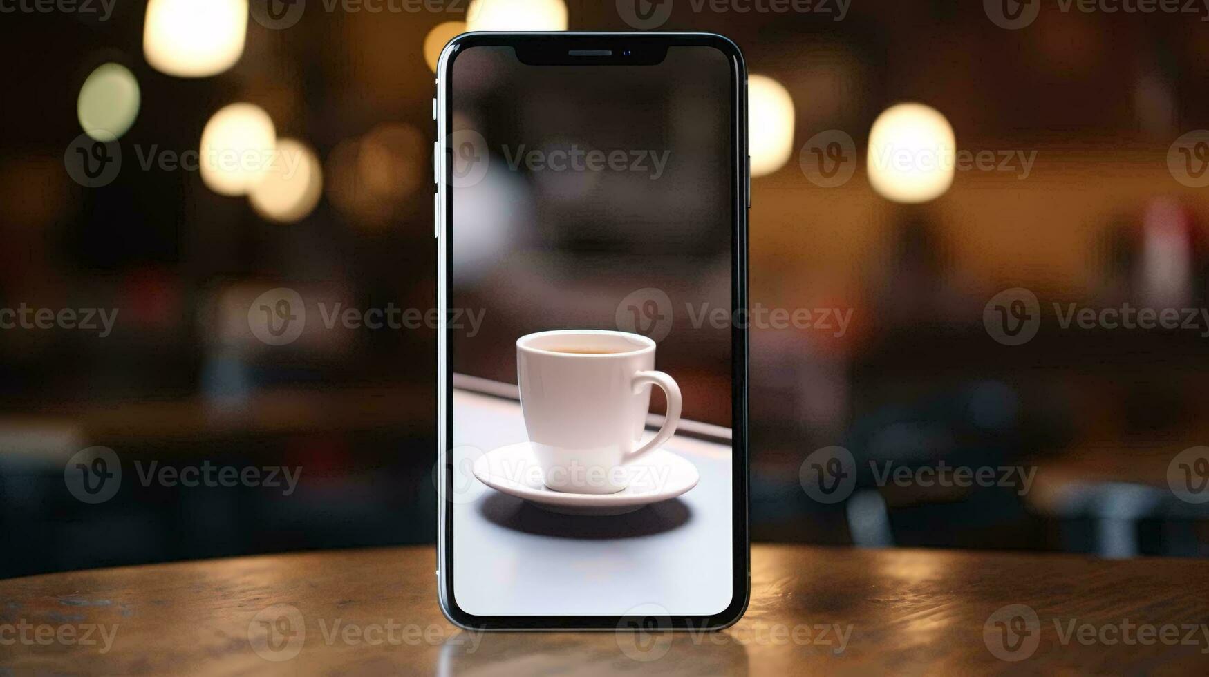 a cup of coffee on a table AI Generated photo