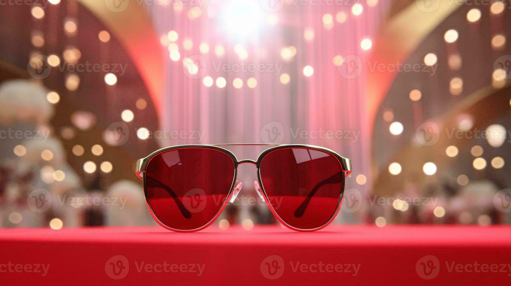 a pair of sunglasses on a table AI Generated photo