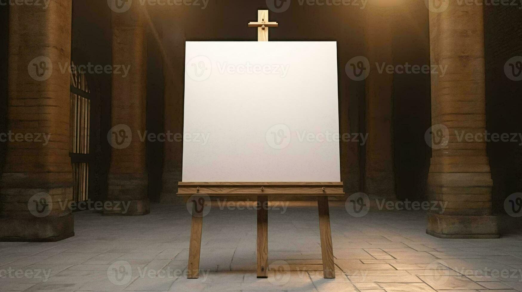 a white board on a bench AI Generated photo