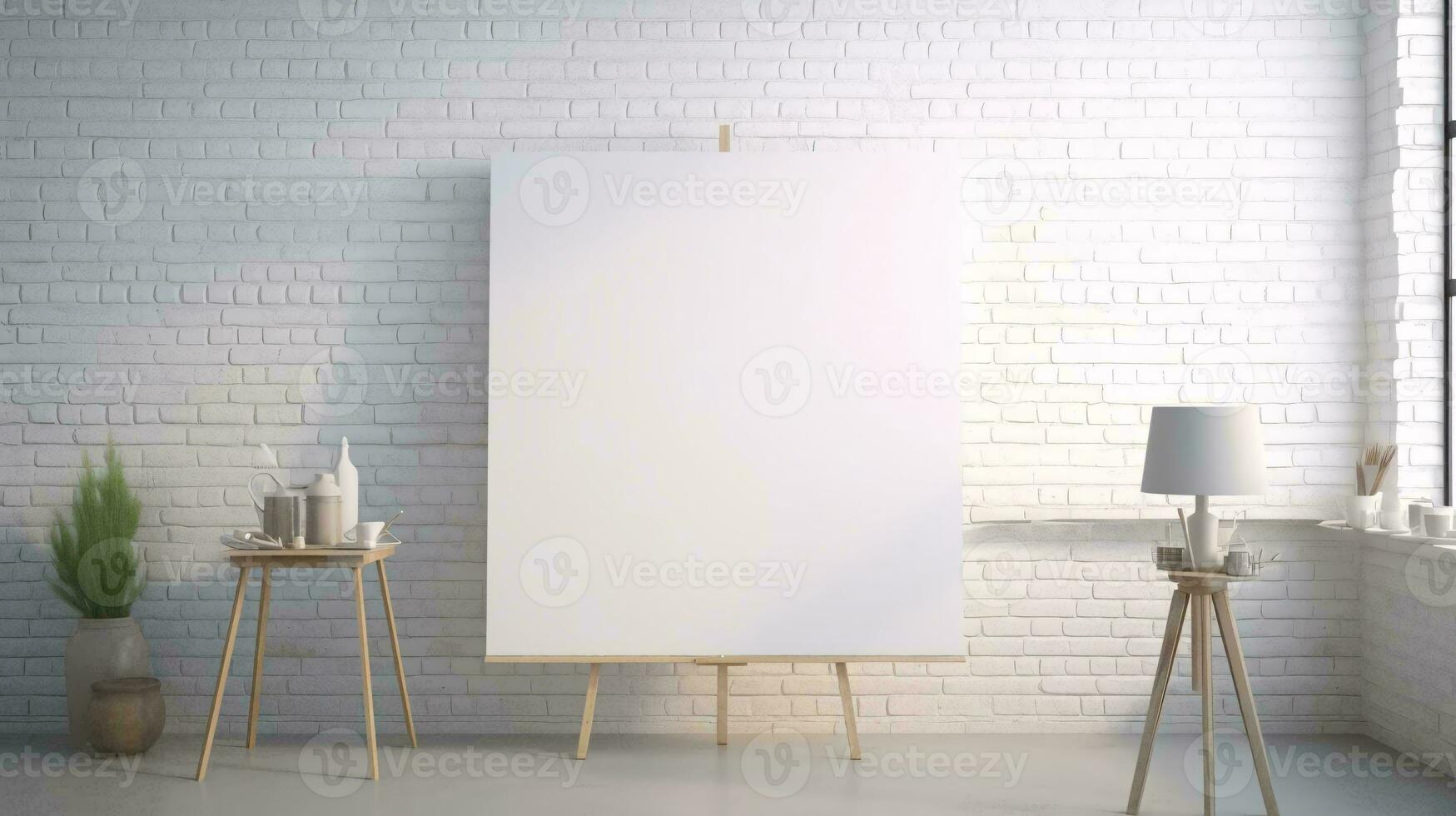un blanco tablero en un pared ai generado foto