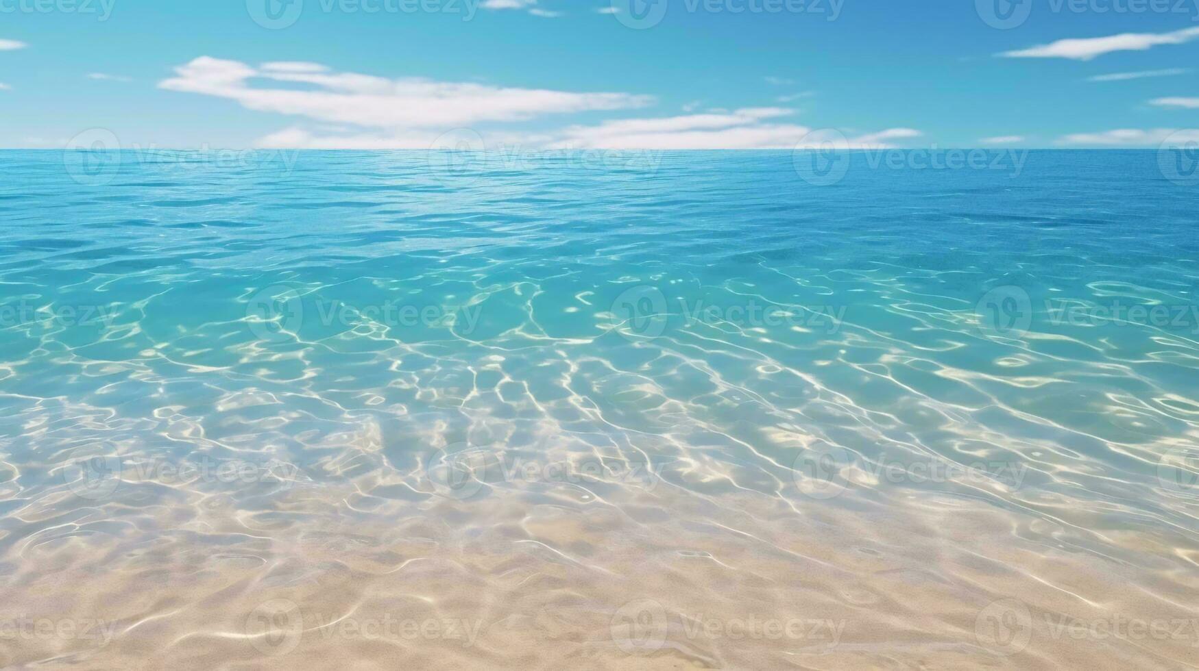 a body of water with clear blue water and a cloudy sky AI Generated photo