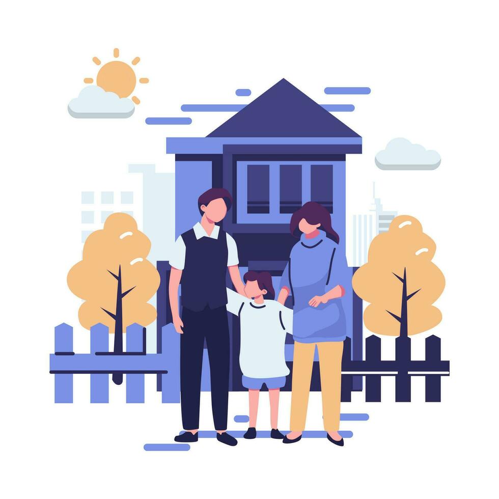 contento familia plano vector ilustración diseño