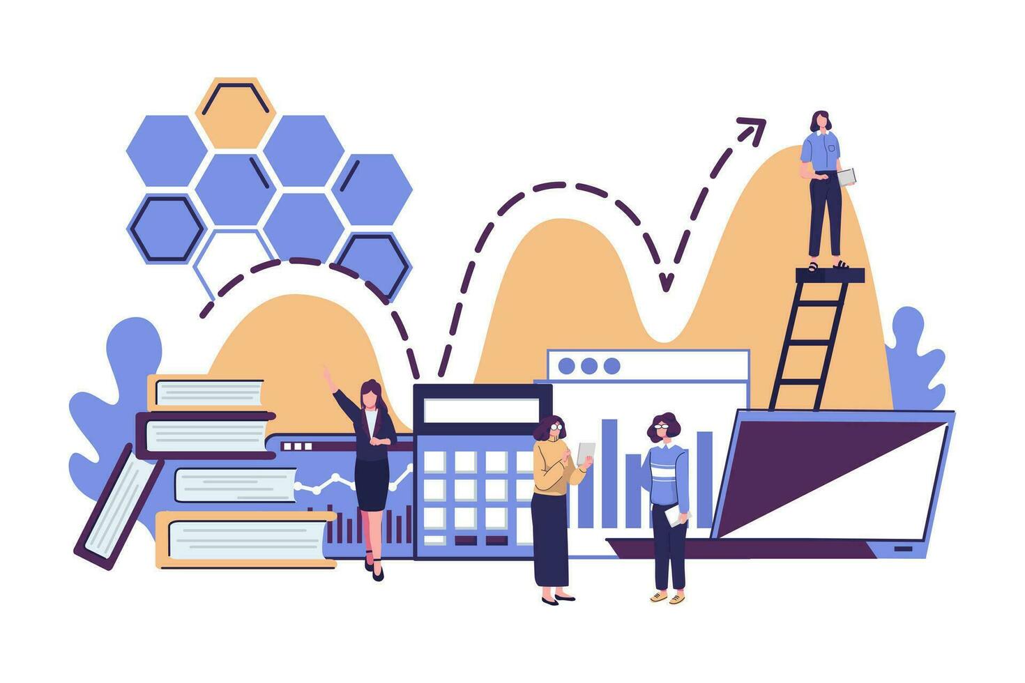 data analithyc, career ladder, business promotion flat illustration vector