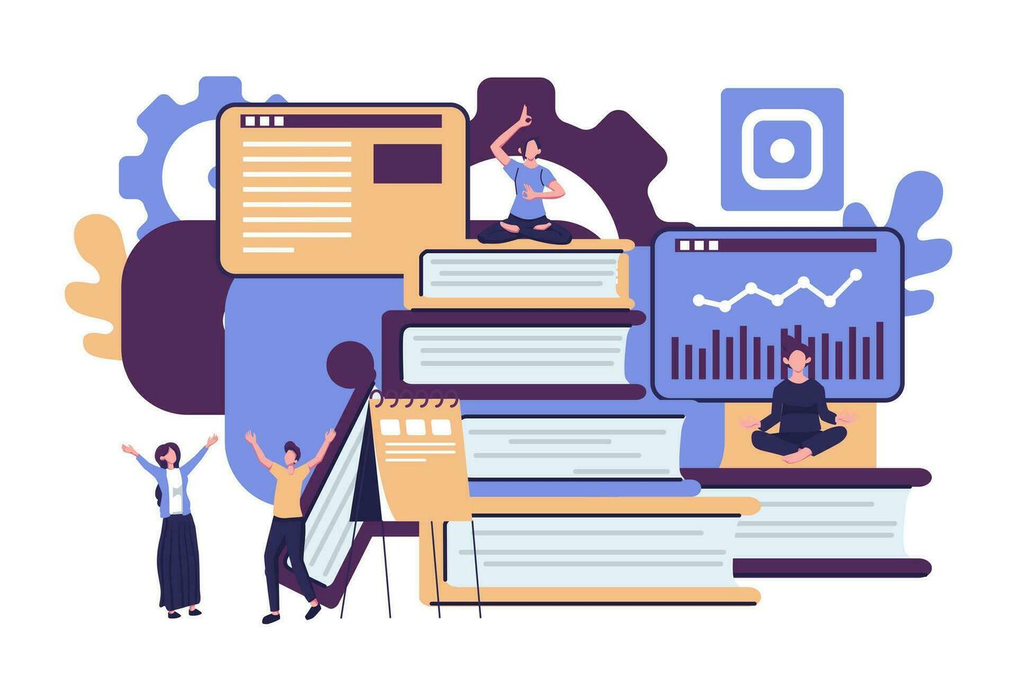 meditation for work, benefit for body flat style illustration vector design