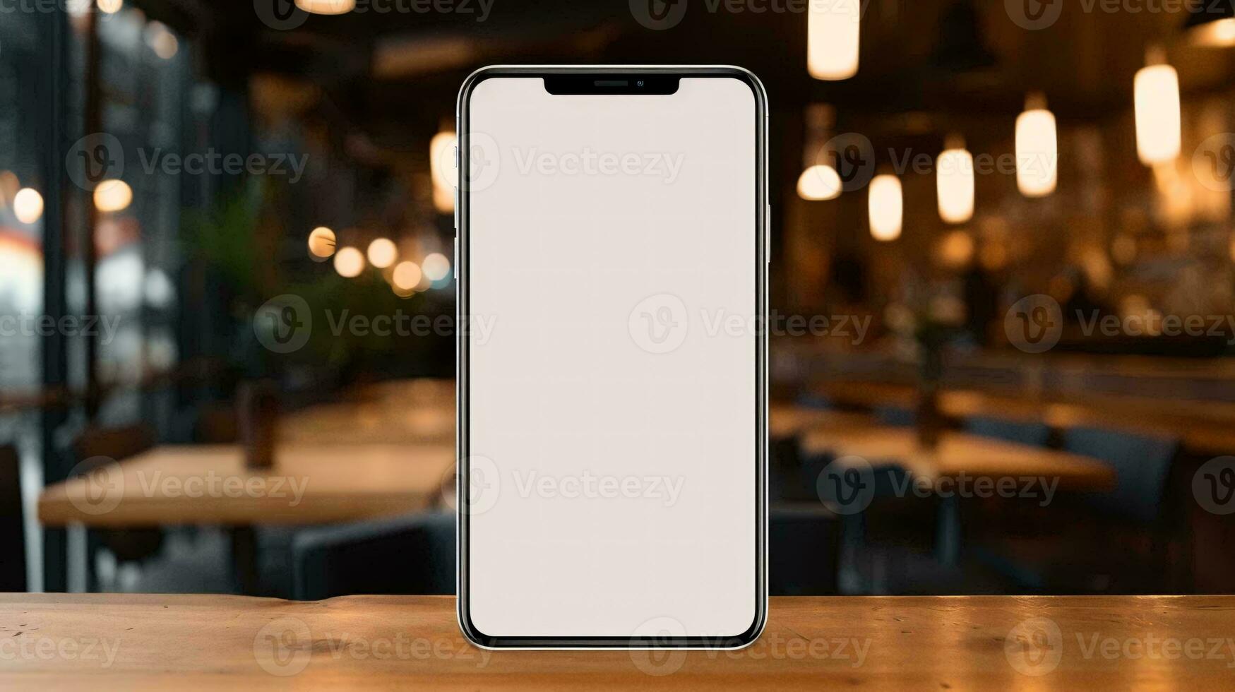 a white smartphone on a table AI Generated photo