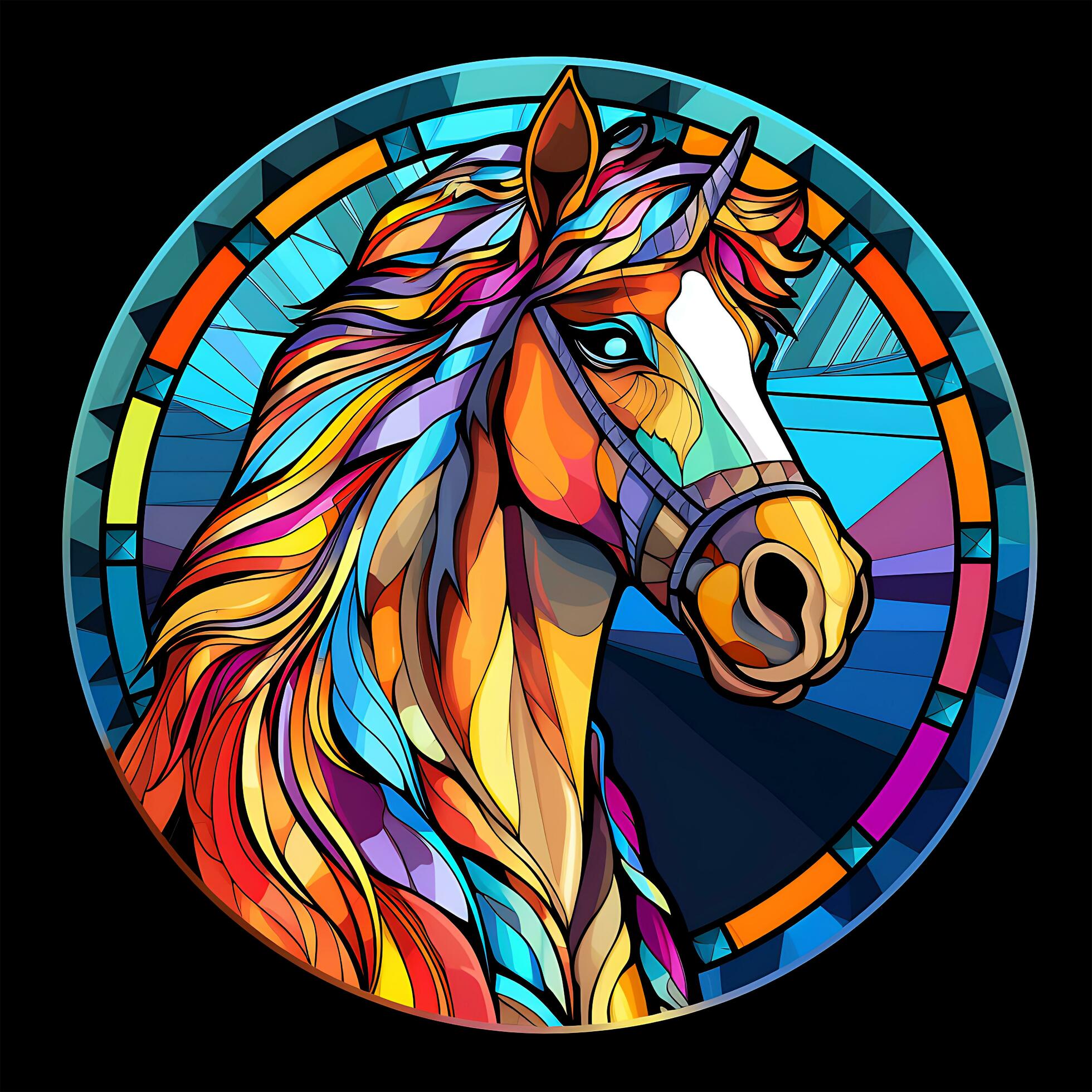 a-colorful-horse-stained-glass-window-illustration-design-34073363