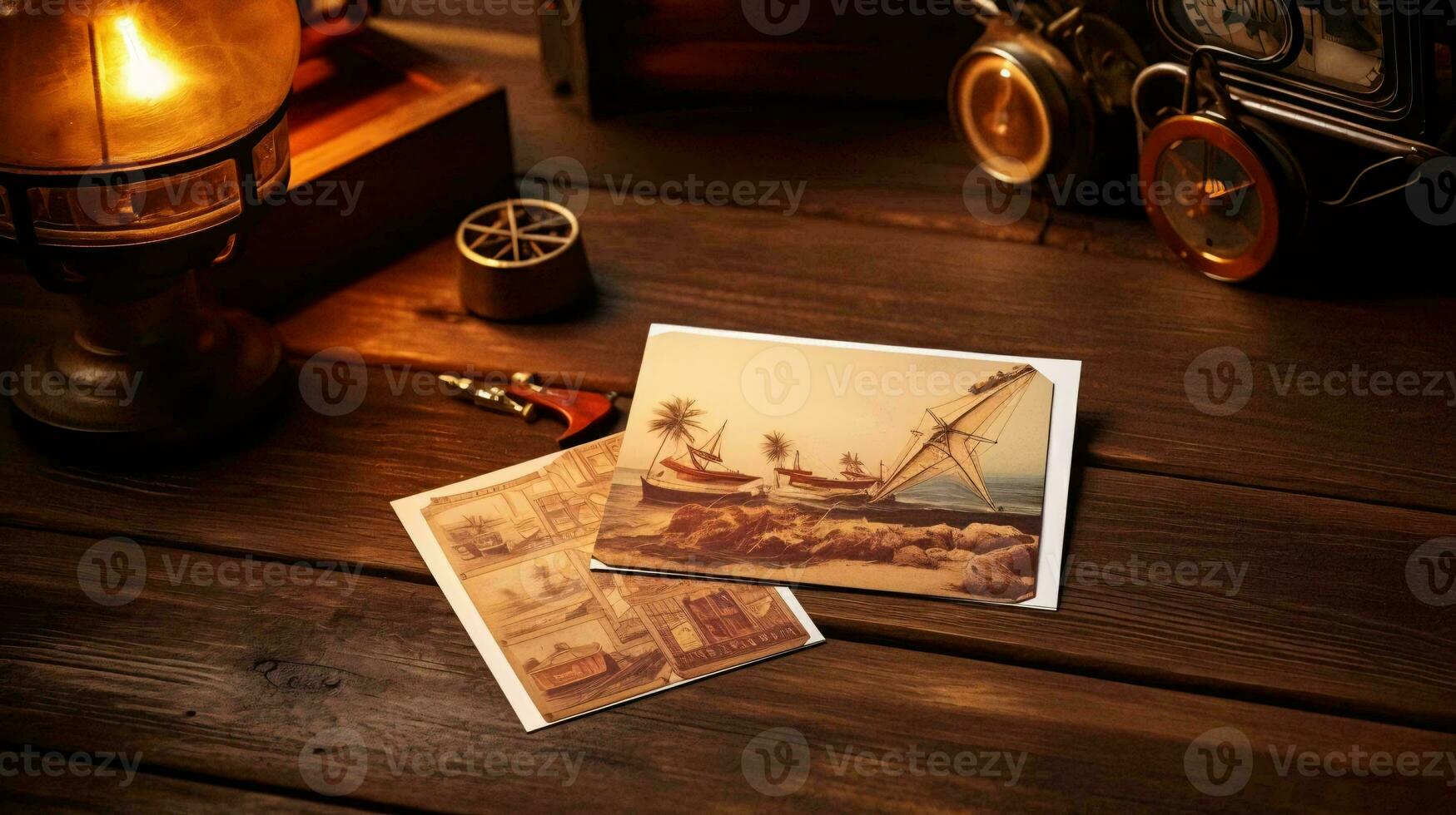 a picture of a boat on a table AI Generated photo