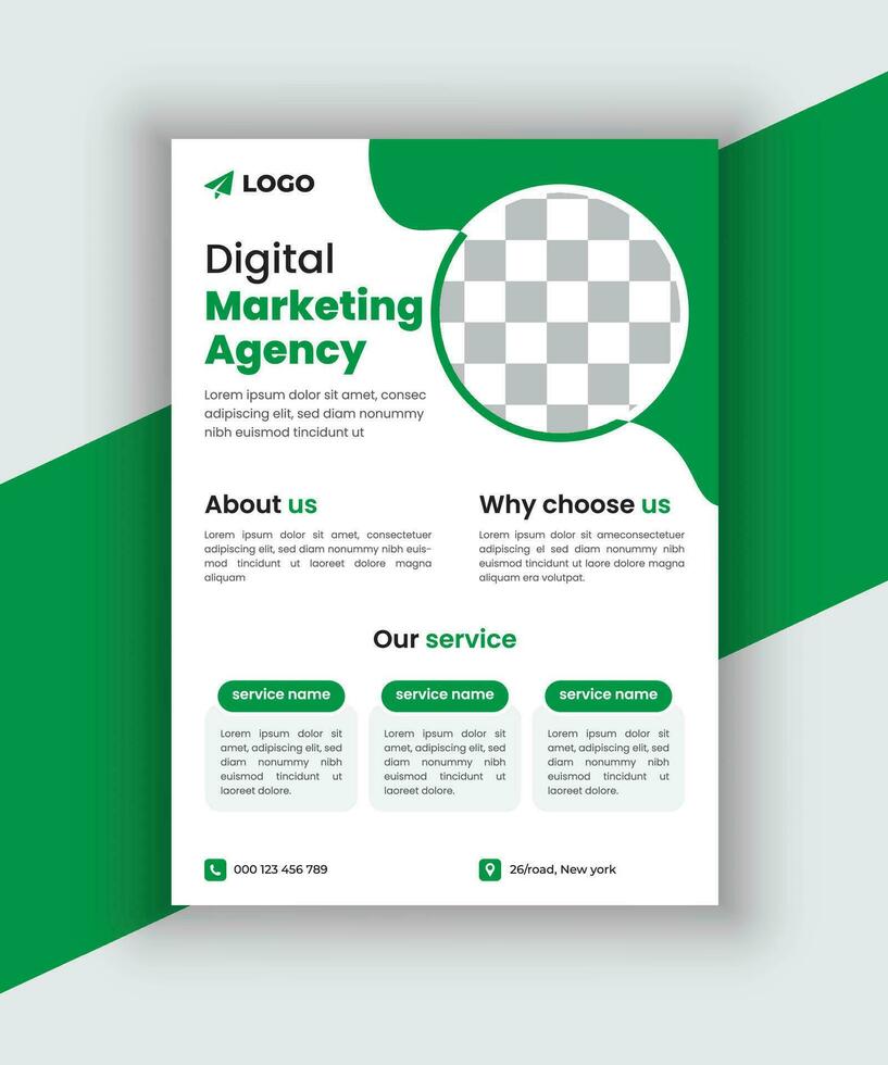 Vector digital marketing flyer design. corporate business agency editable flyer template.