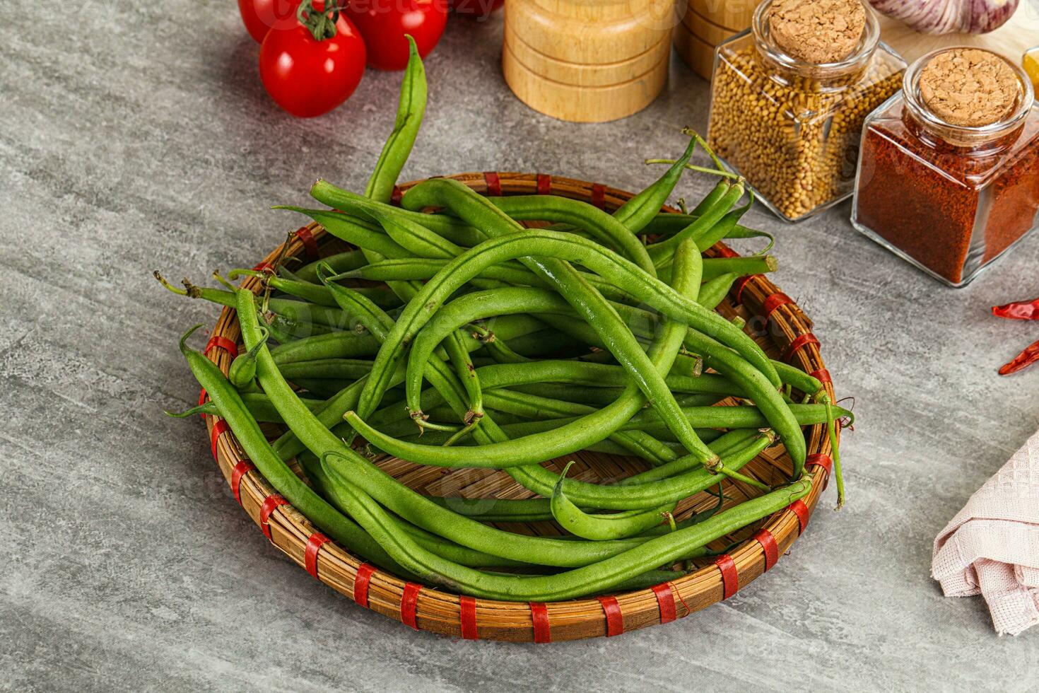 Raw green bean string uncooked photo