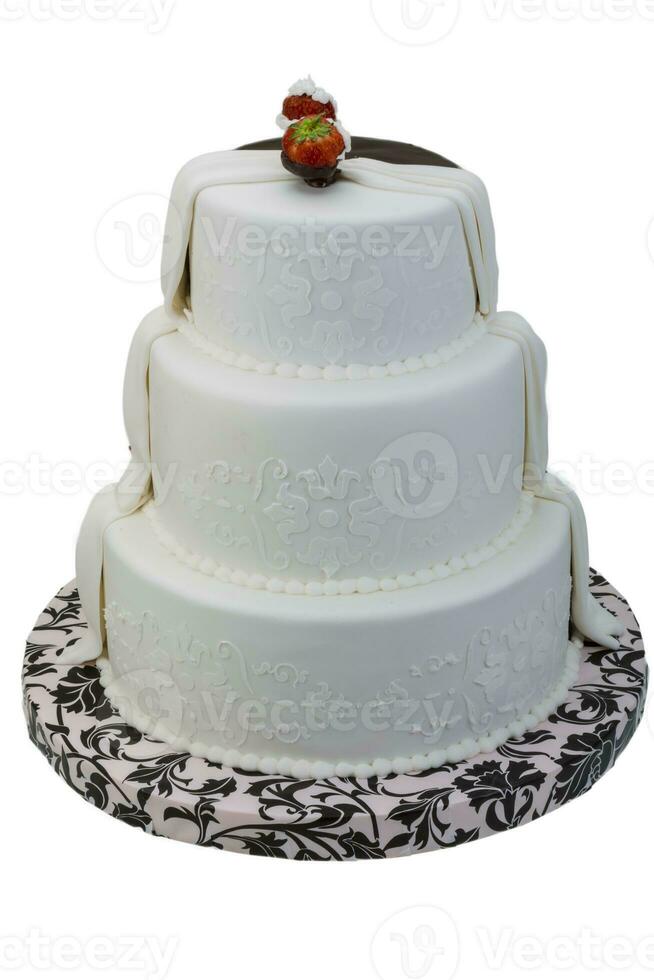 Wedding cake isolated on white background photo
