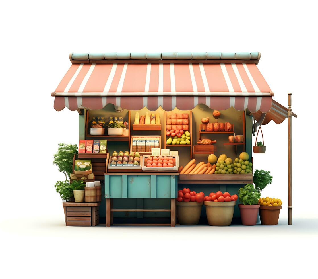 Mini shop illustration on white background photo