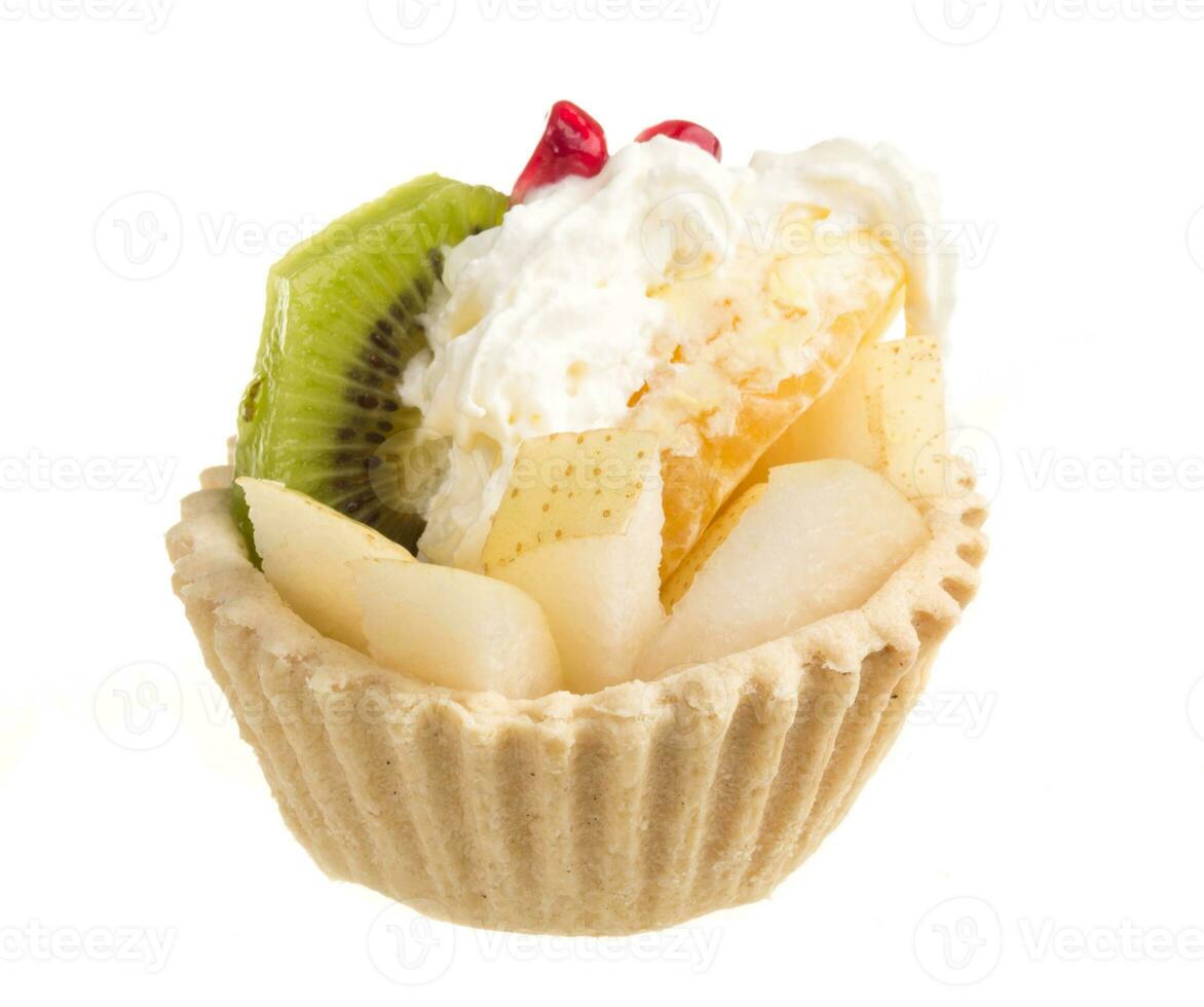 Fruit Salad isolated on white photo