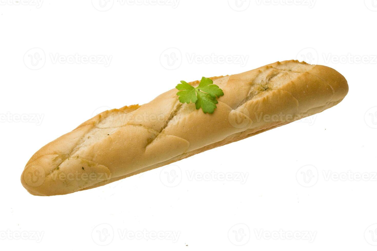 Fresh baguette isolated on white photo
