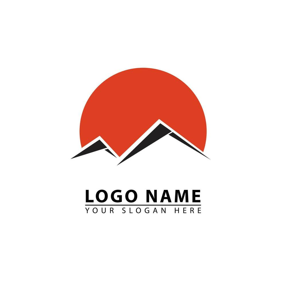 Simple combination of mountain and sun logo icon vector