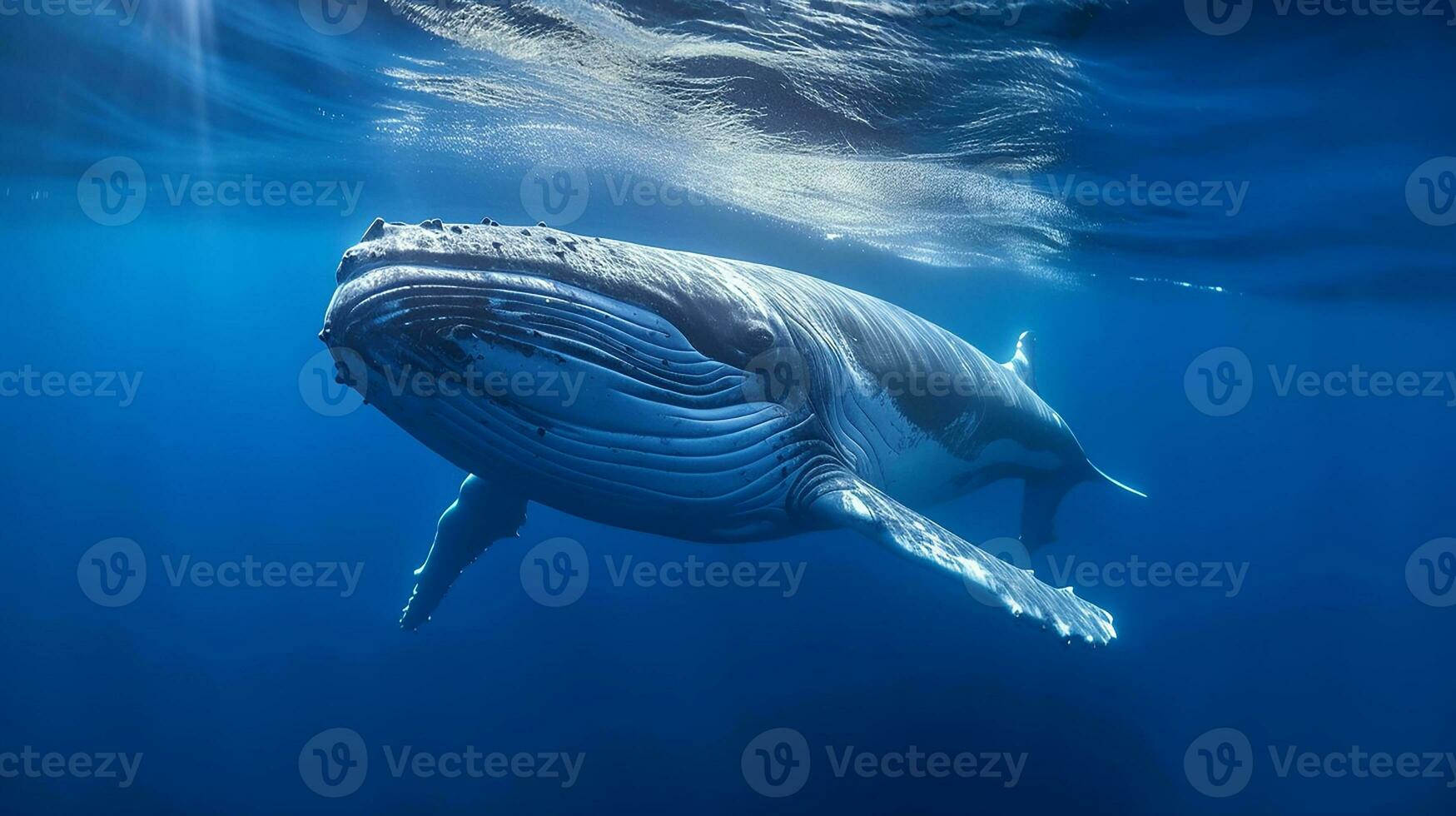 AI Generative of Blue whale is under the endangered species photo