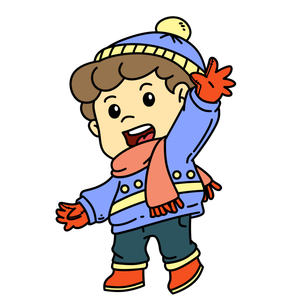 Winter Clothes Happy Kid Scarf Boy png