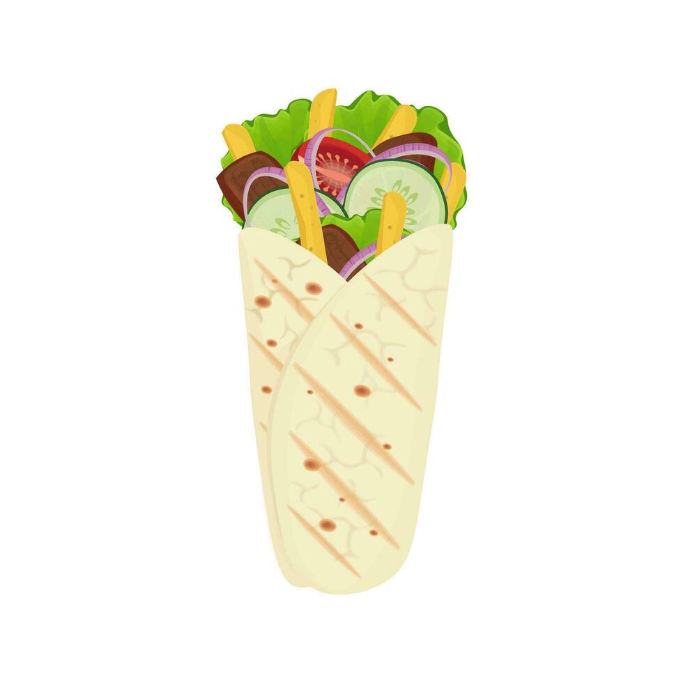 logo ilustración de pollo shawarma Listo a ser servido vector